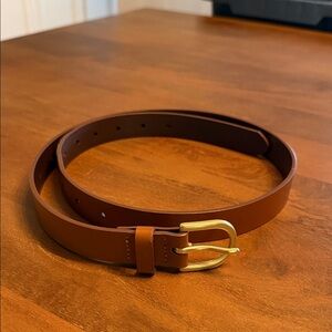 J. Crew Brown Belt with Gold Buckle